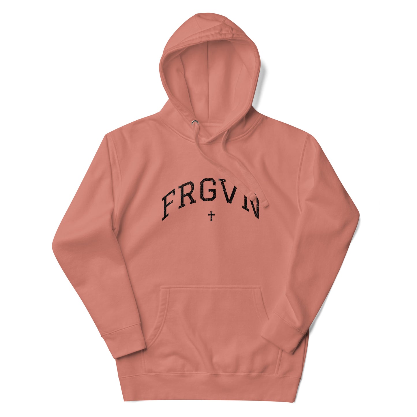 FRGVN Distressed with Cross in Black (Letterman Collection) Unisex Premium Hoodie