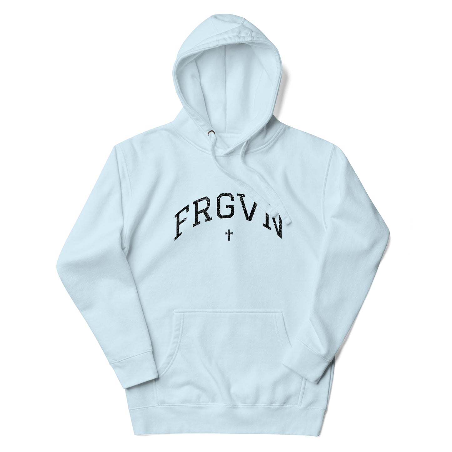 FRGVN Distressed with Cross in Black (Letterman Collection) Unisex Premium Hoodie