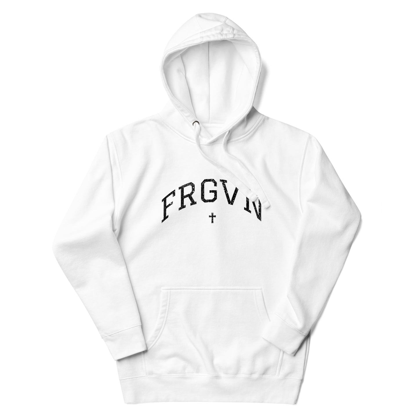 FRGVN Distressed with Cross in Black (Letterman Collection) Unisex Premium Hoodie