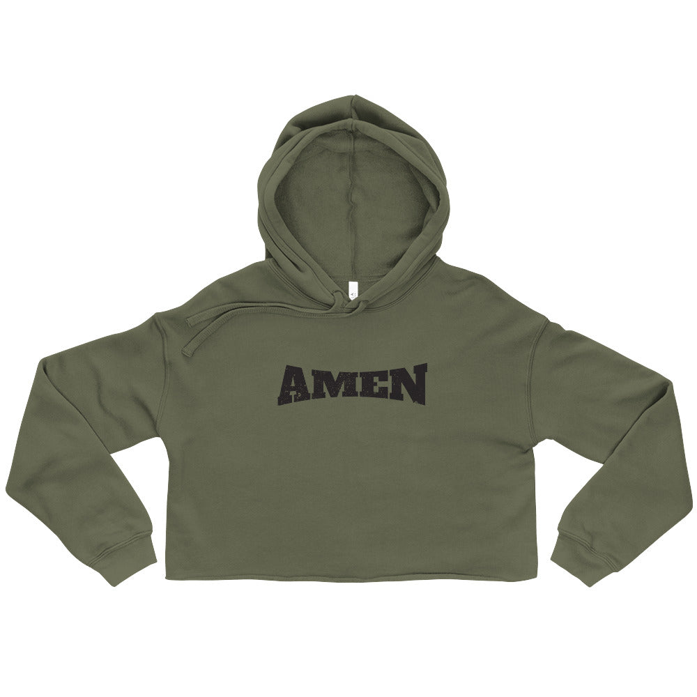 AMEN in Black (The Fighter Collection) Women's Cropped Hoodie