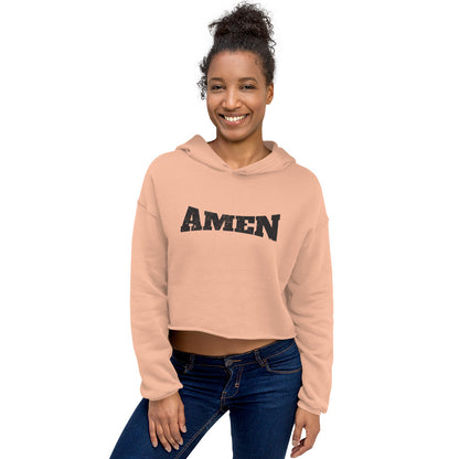 AMEN in Black (The Fighter Collection) Women's Cropped Hoodie