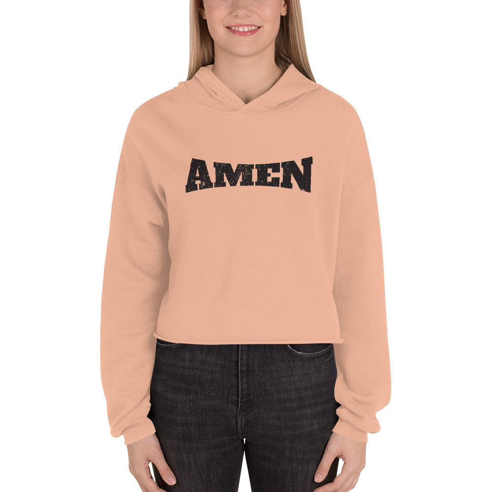 AMEN in Black (The Fighter Collection) Women's Cropped Hoodie