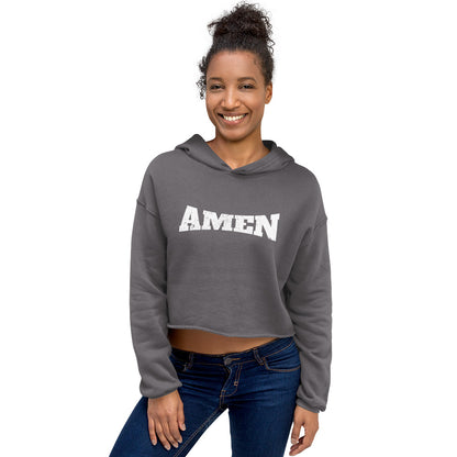 AMEN in White (The Fighter Collection) Women's Cropped Hoodie